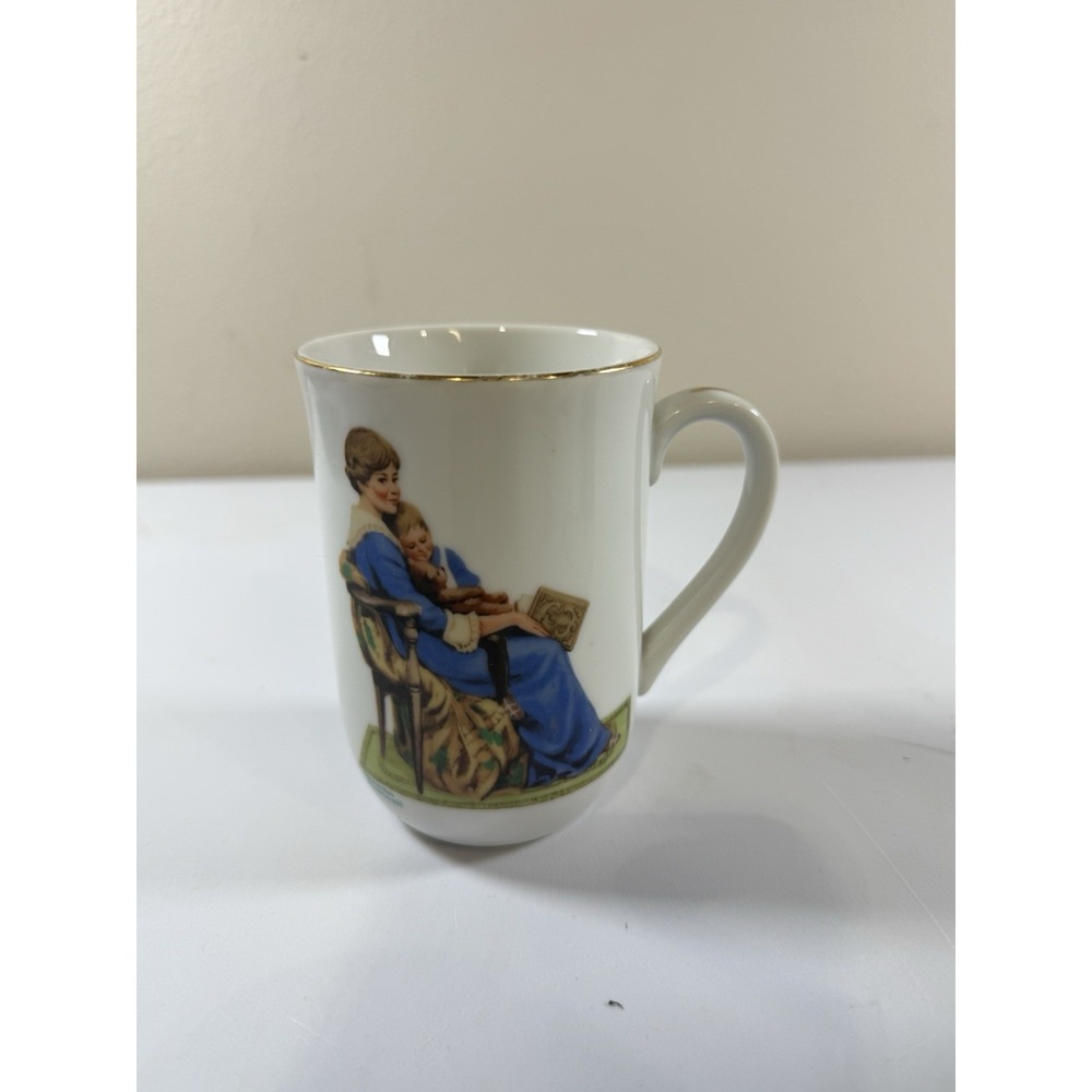 Norman Rockwell Museum Vintage Bedtime Mug Coffee Cup 1982 Collectible White
